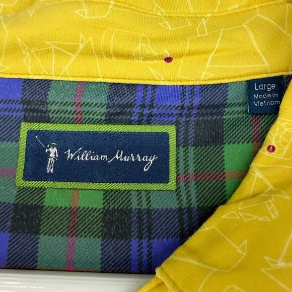 William Murray Men's Yellow Off the Rocks Martini Glass Print Polo Shirt Large - Picture 3 of 16